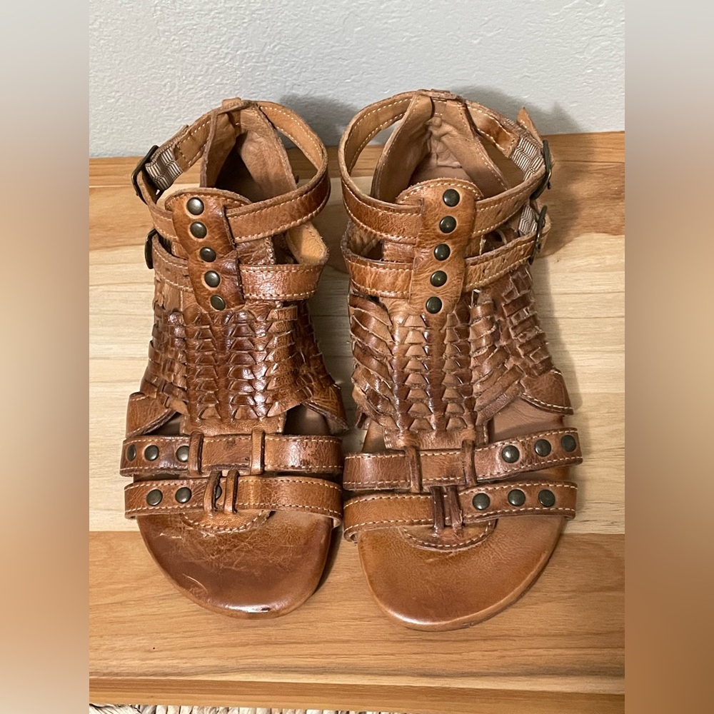 Bed Stu Claire III Tan/Brown Woven Gladiator Sandals size 6 - Picture 2 of 9